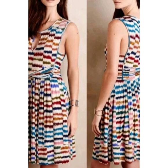 ANTHROPOLOGIE - MAEVE Dresses & Skirts - ANTHROPOLOGIE Maeve Sennebec Fit Flare Dress Sz S Jersey Knee Colorful Ikat